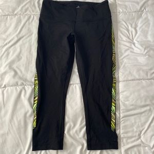 Lululemon black crop leggings with side print